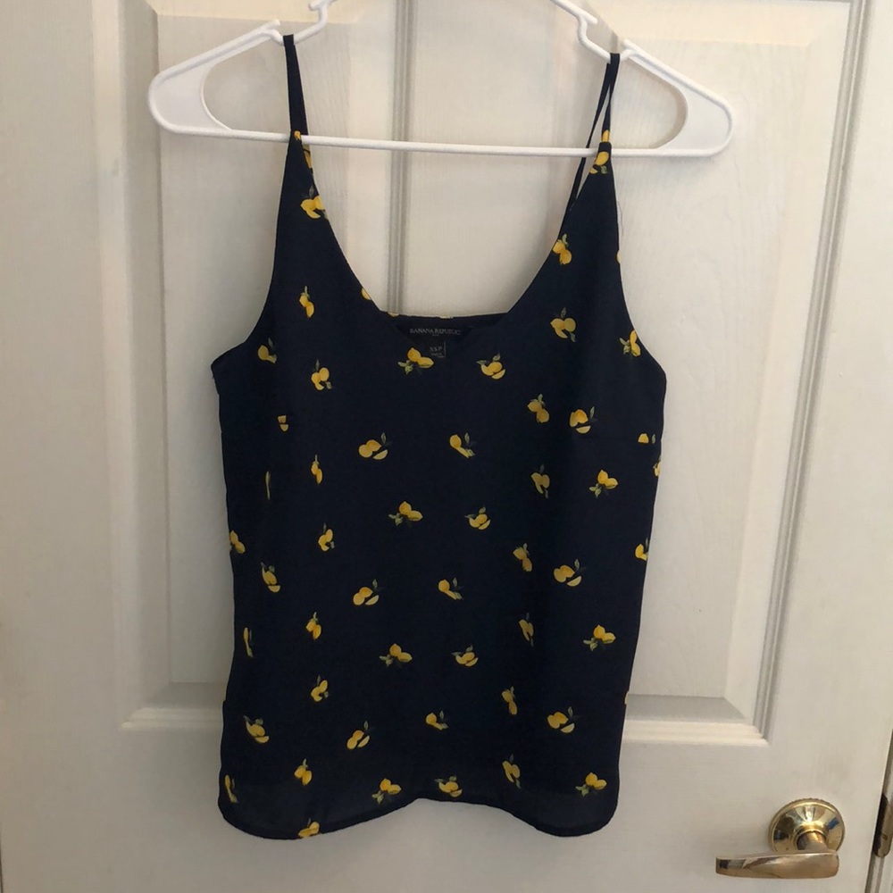 Banana Republic Lemon Print Cami Blouse Sz XSP